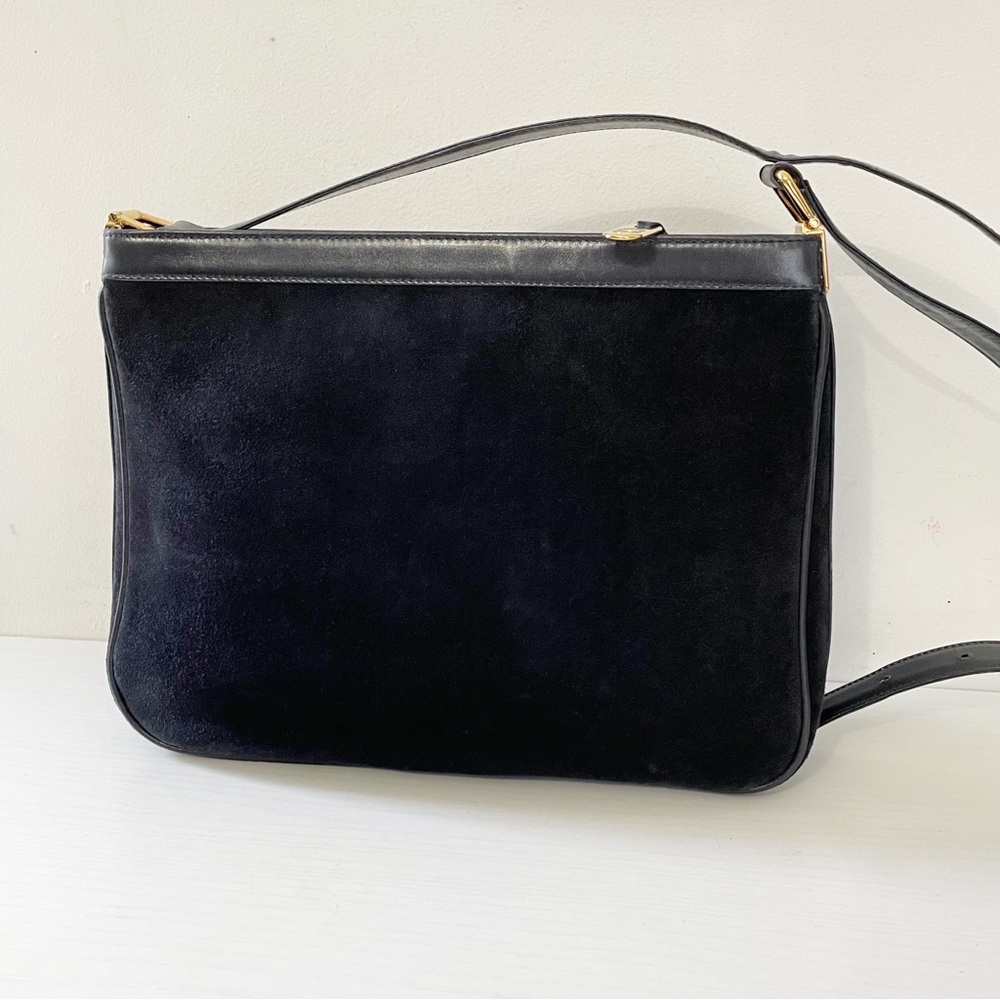 Gucci navy blue suede and leather vintage shoulder bag rare - Picture 5 of 12